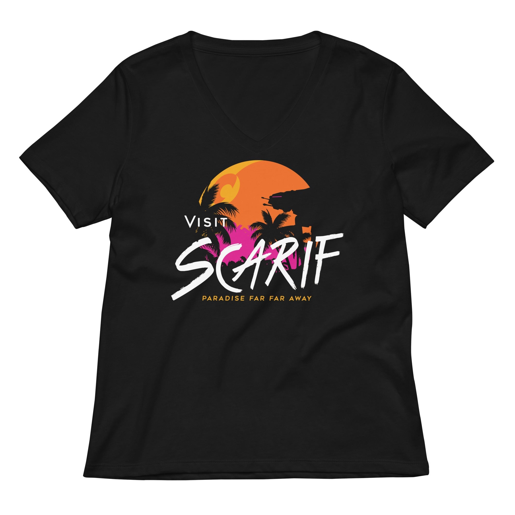 Visit Scarif Women S V Neck Tee V Neck T Shirt Premium Print