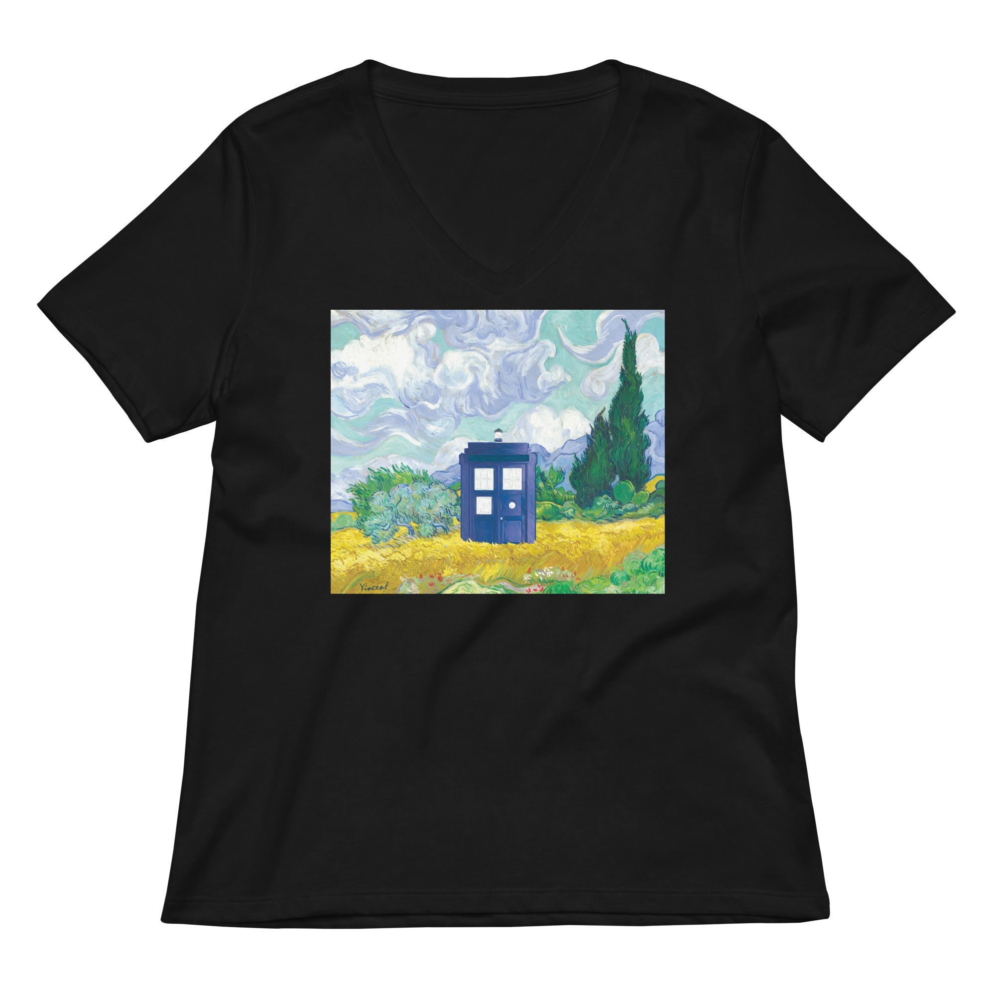 Visiting Van Gogh Women S V Neck Tee V Neck T Shirt Minimal Style