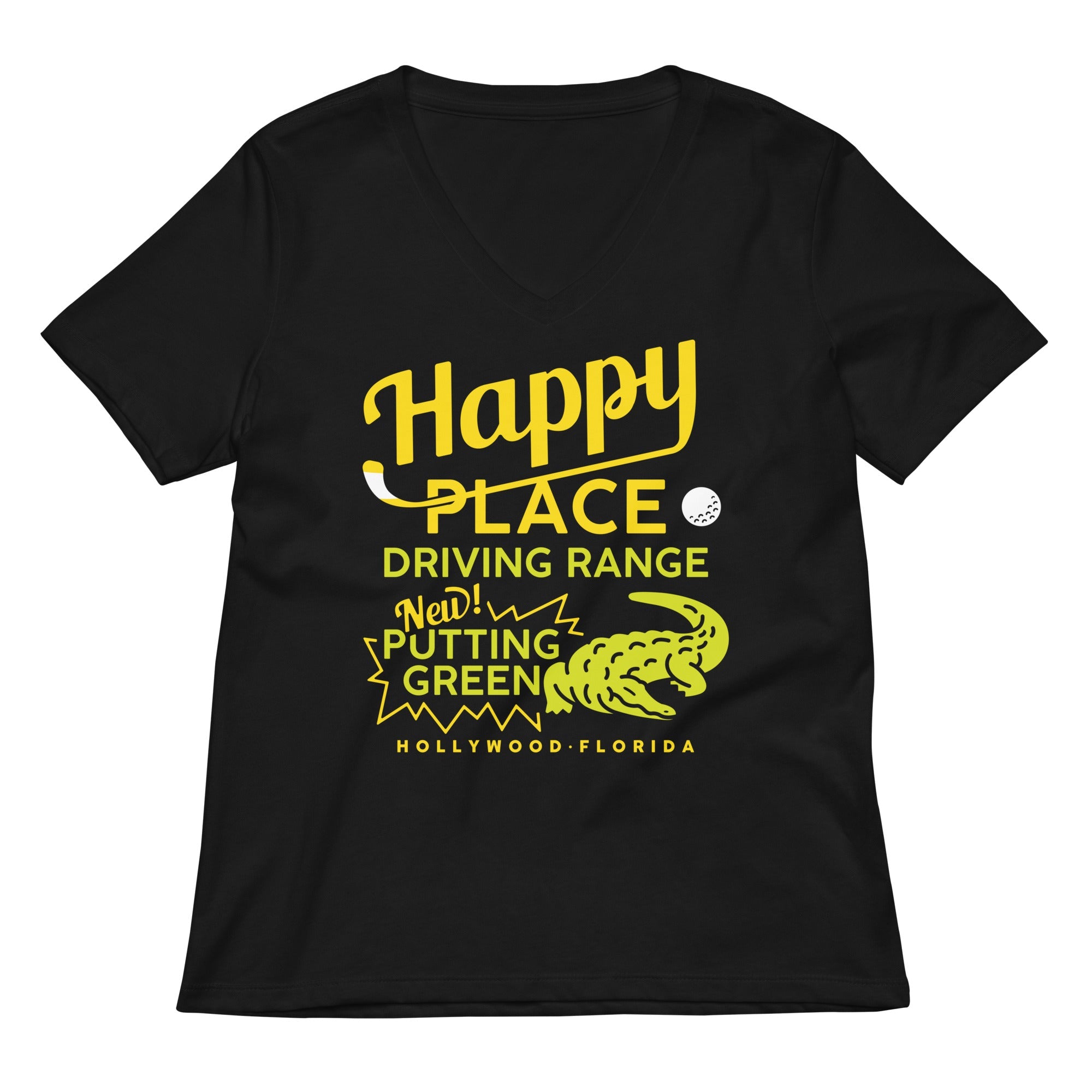 Happy Place Driving Range Women S V Neck Tee V Neck T Shirt US Trend