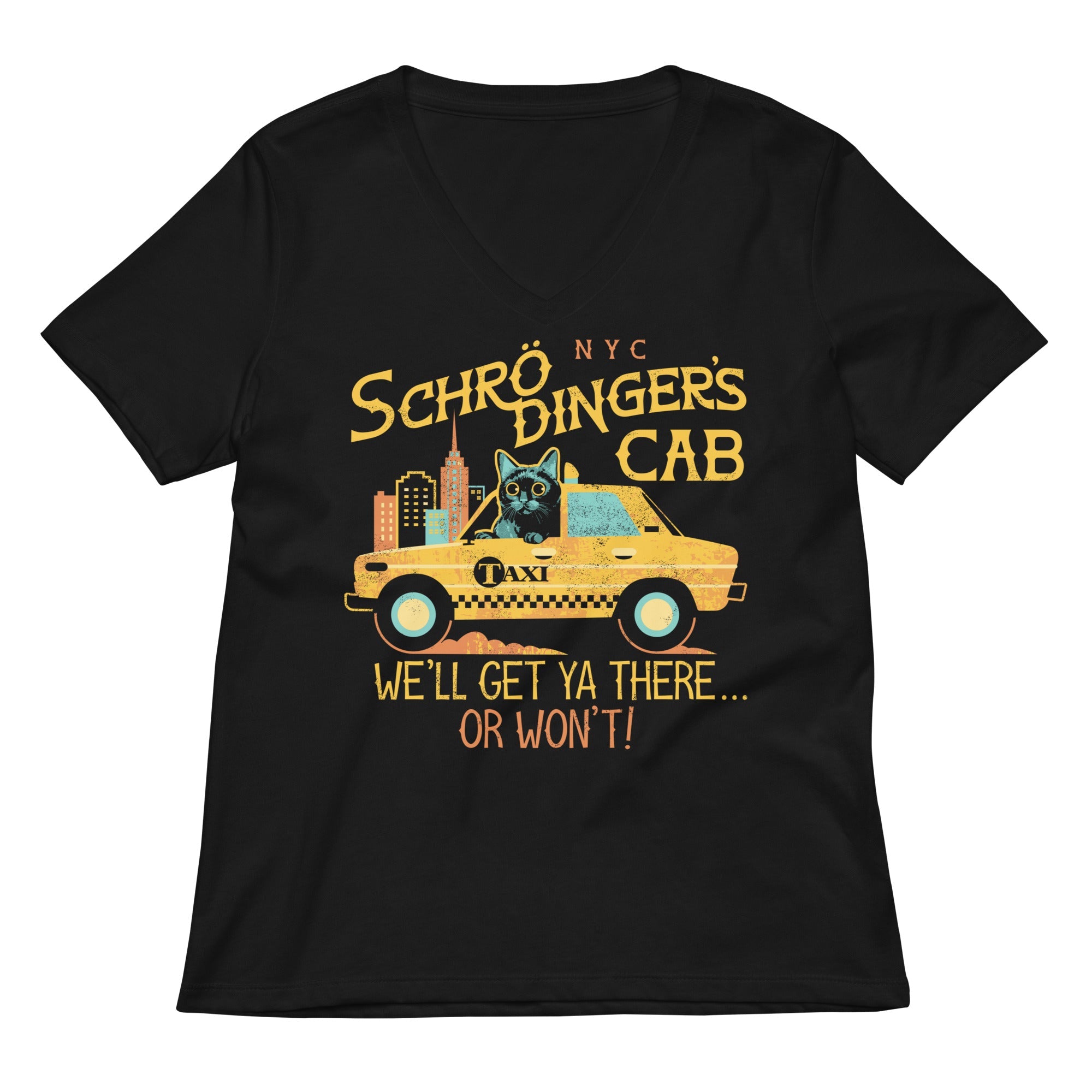 Schrodinger S Cab Women V Neck Tee V Neck T Shirt Premium Print