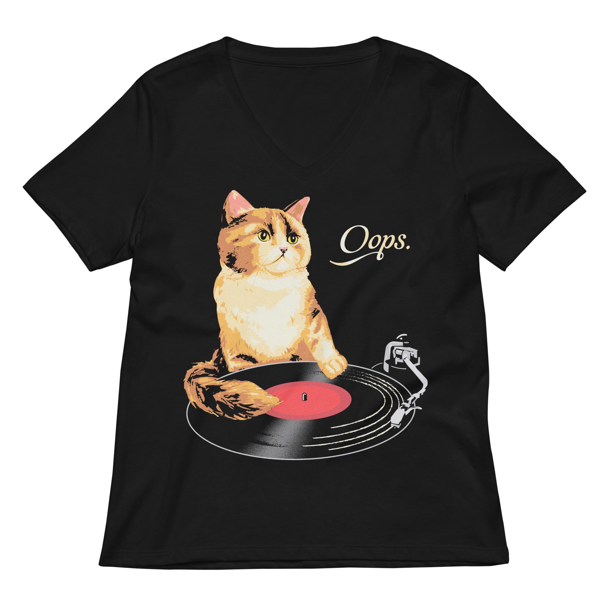 Oops Record Scratch Women S V Neck Tee V Neck T Shirt Minimal Style