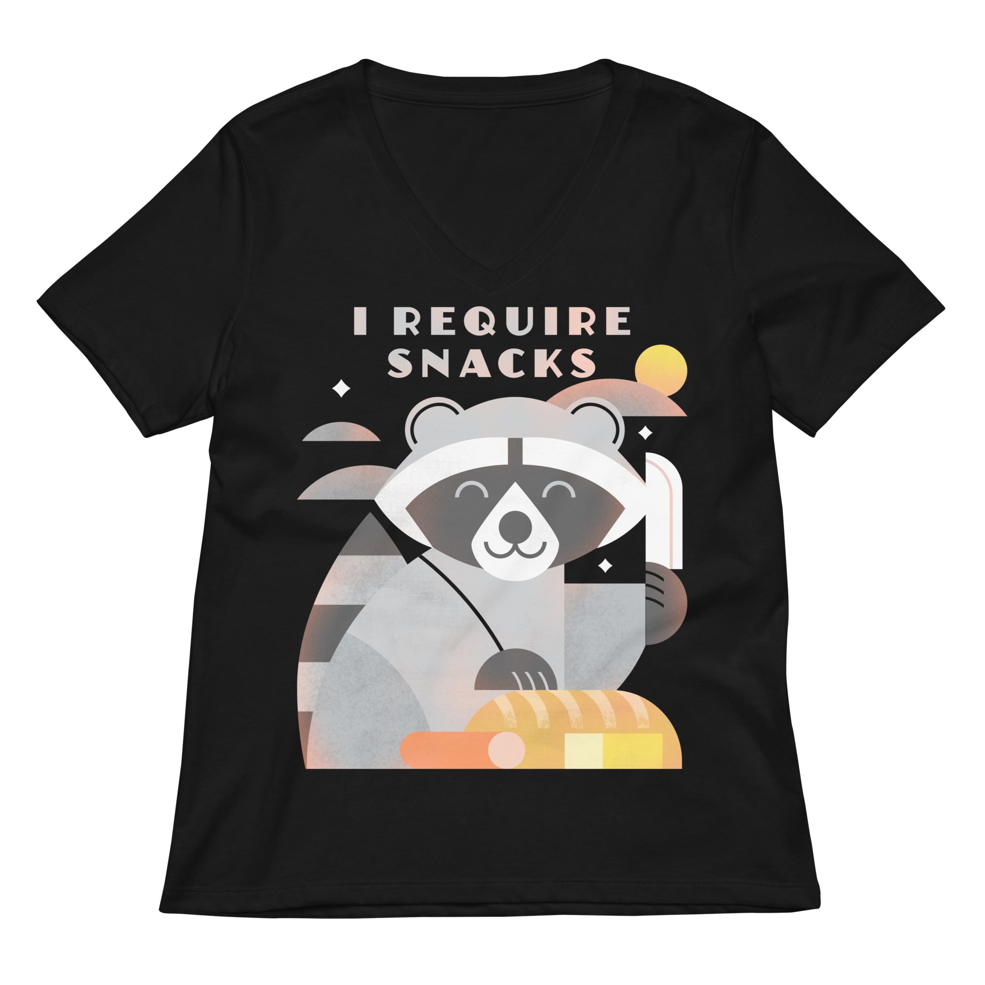 I Require Snacks Women S V Neck Tee V Neck T Shirt Clean Design