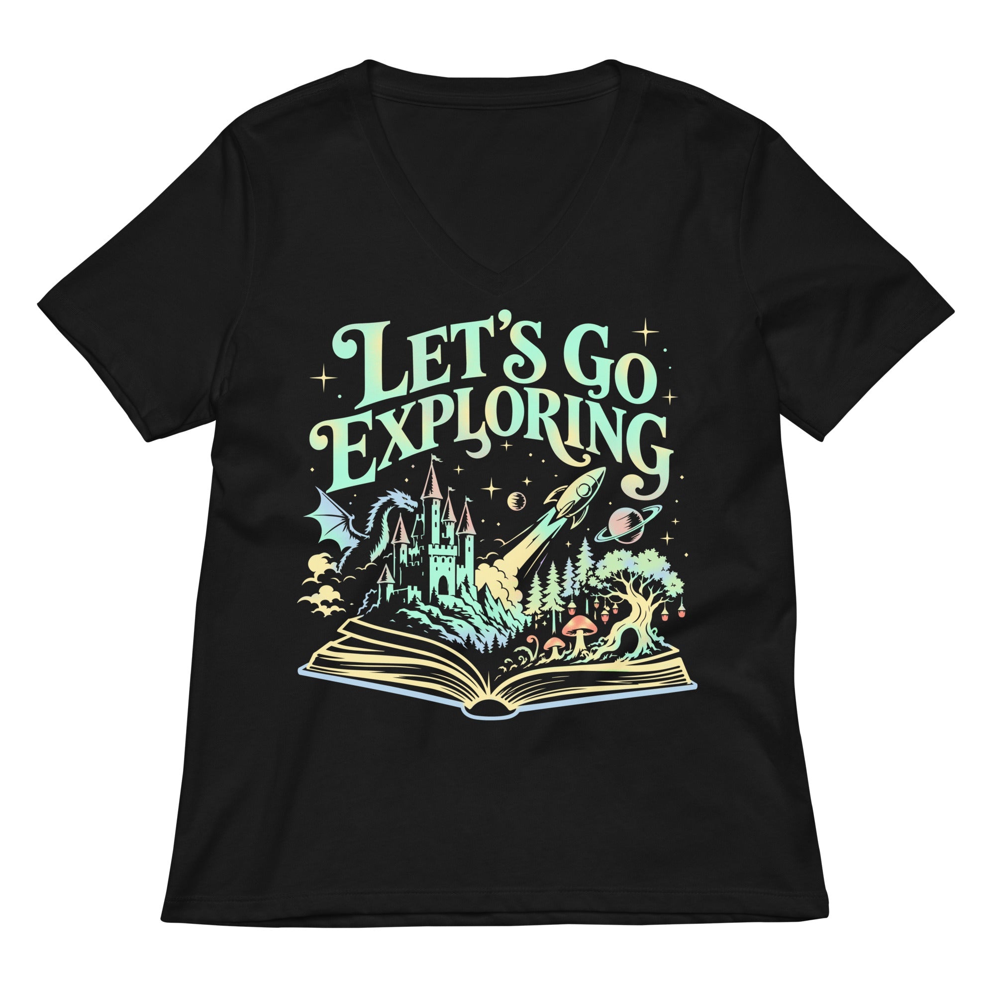 Let S Go Exploring Women V Neck Tee V Neck T Shirt Clean Design