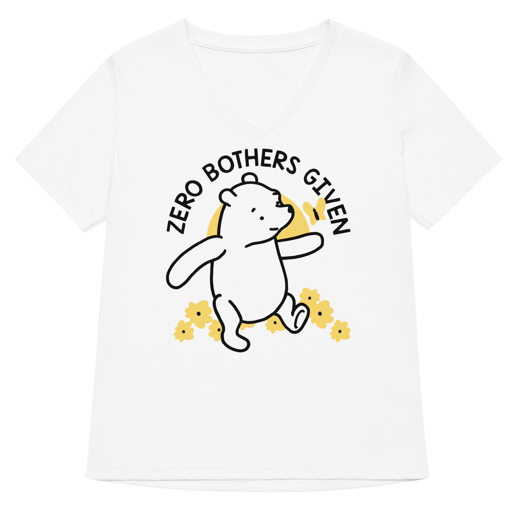 Zero Bothers Given Women S V Neck Tee V Neck T Shirt Minimal Style
