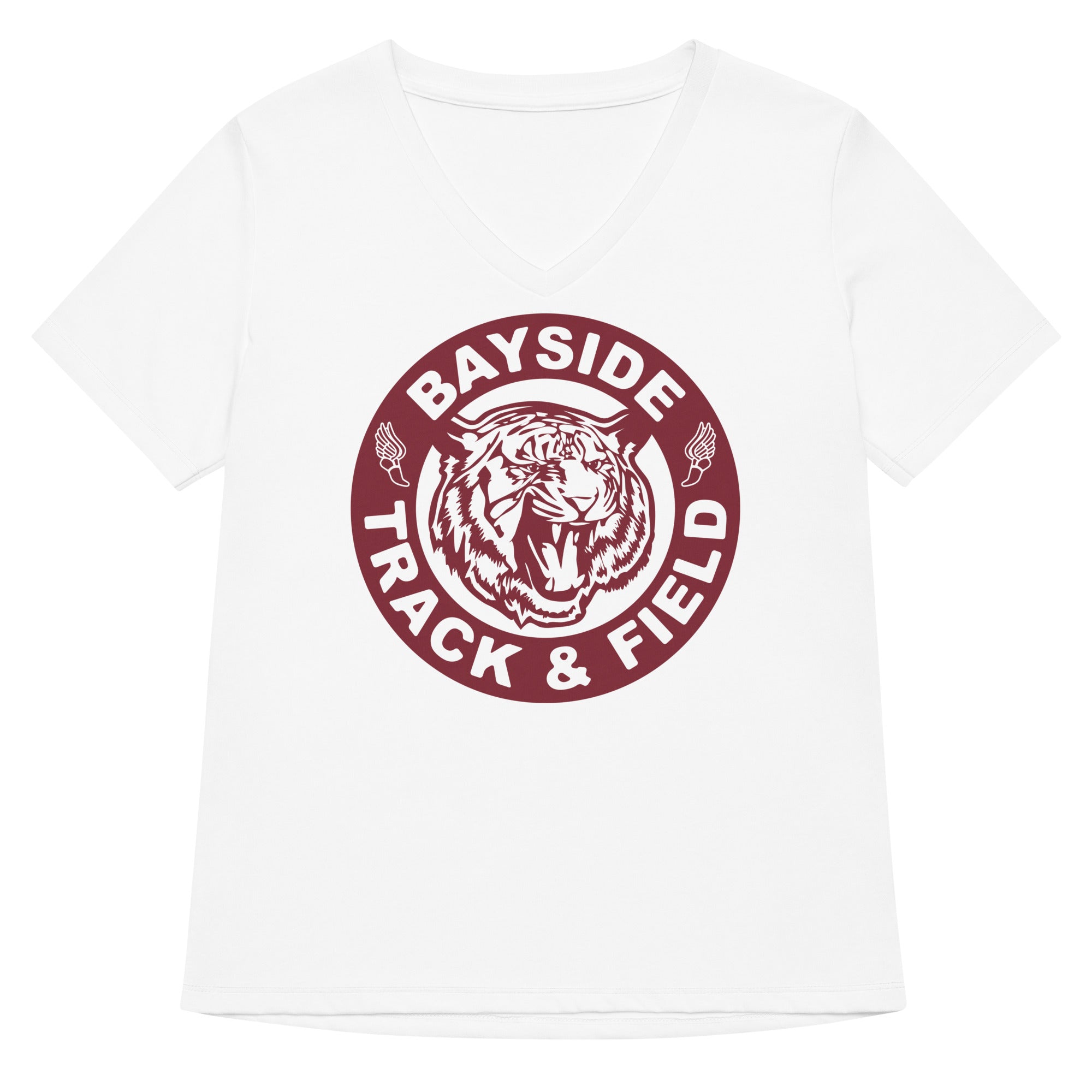 Bayside Track Field Women S V Neck Tee V Neck T Shirt US Trend
