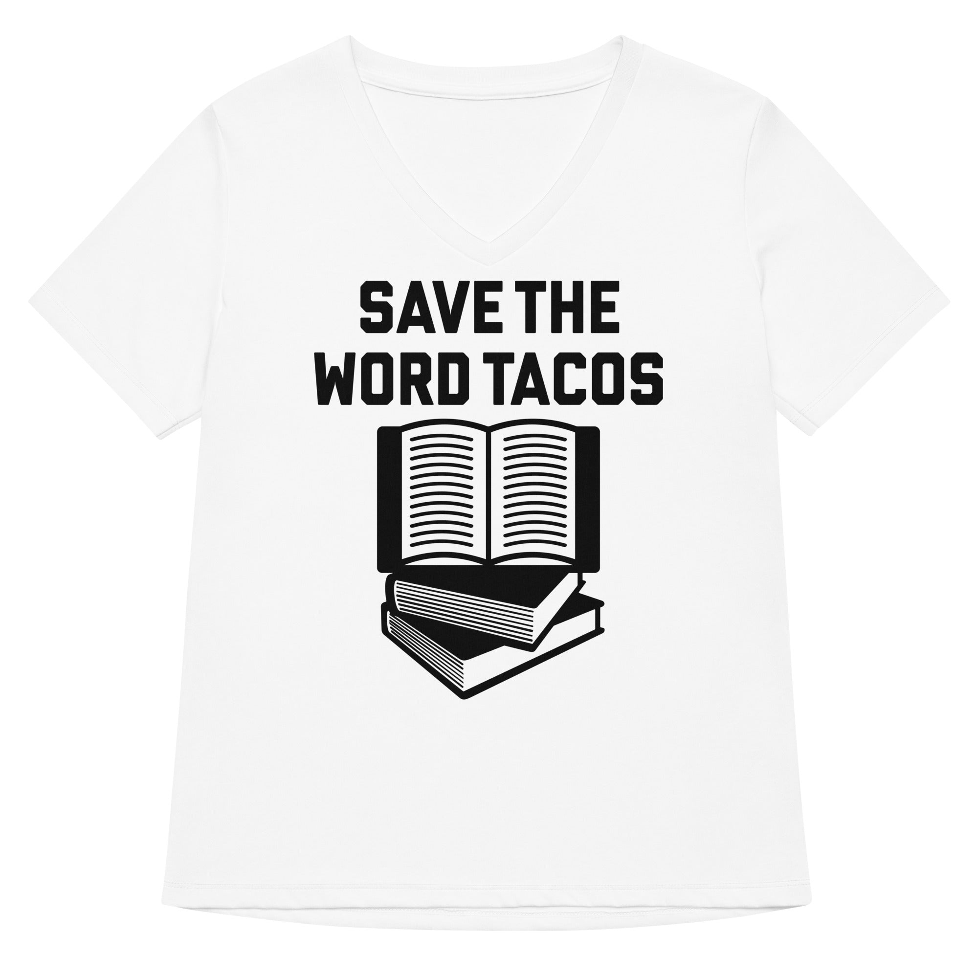 Save The Word Tacos Women S V Neck Tee V Neck T Shirt Everyday Wear