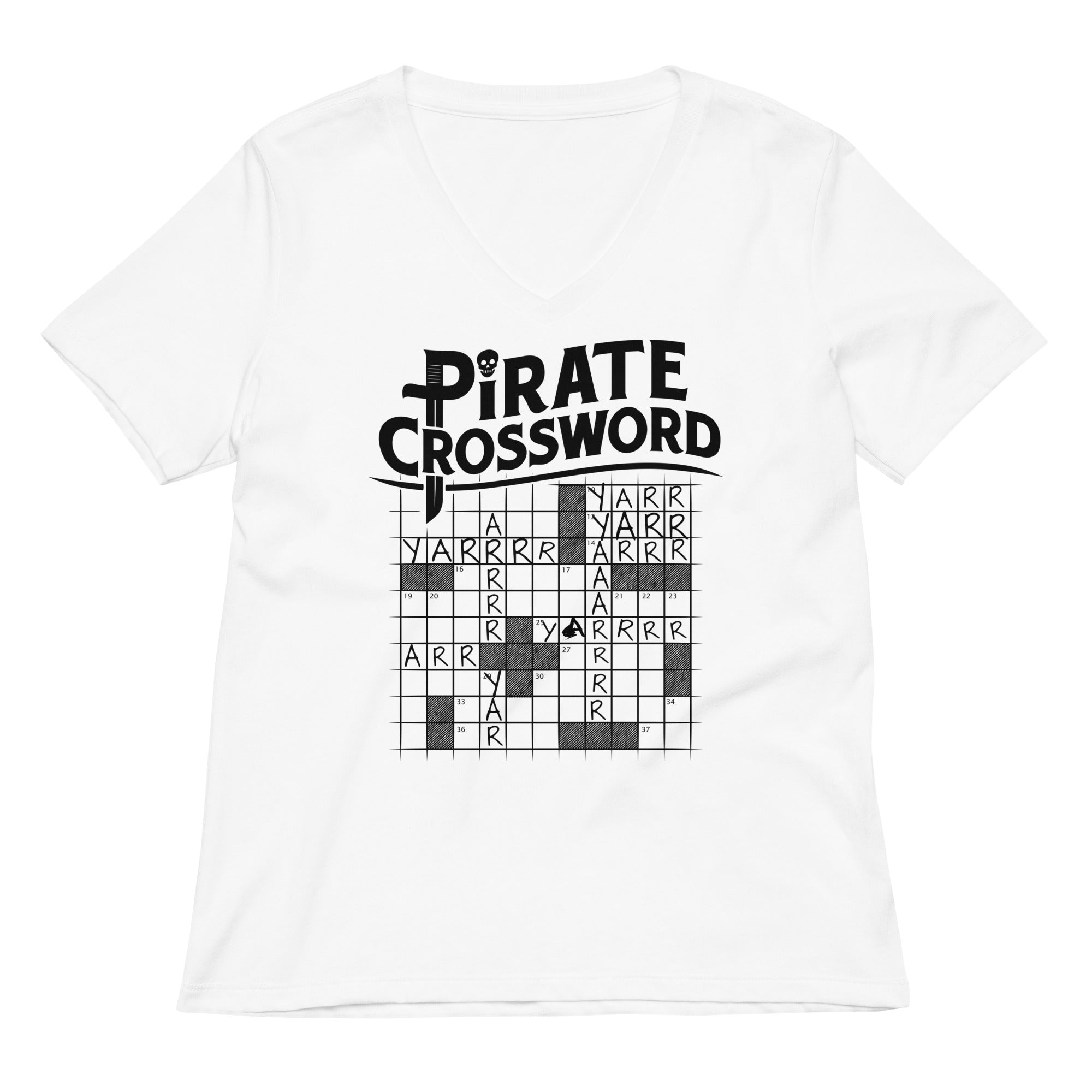 Pirate Crossword Women S V Neck Tee V Neck T Shirt Minimal Style